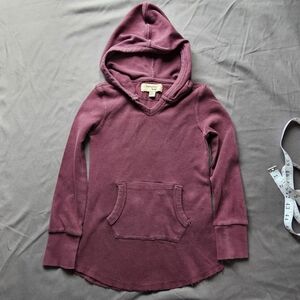 🌟Triple Five Soul Purple Hooded Long Sleeve Waffle Top